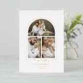 エレガントミニマル金ゴールド線アーチ3 – 写真 箔シーズンカード (立ち正面)