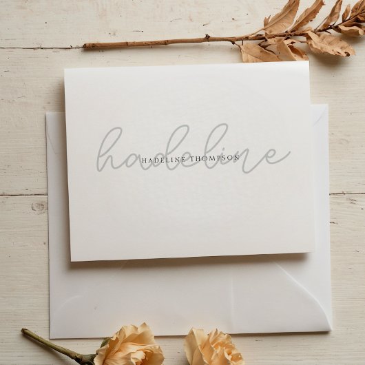 エレガントミニマル銀のスクリプモノグラムのト名 ノートカード