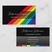 エレガントミニマル黒いストライプ虹色 名刺 (正面/裏面)