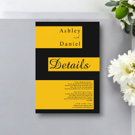 エレガントミニマル黒と金ゴールドモダンシック結婚ズ エンクロージャーカード