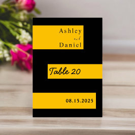 エレガントミニマル黒と金ゴールドモダンシック結婚ズ テーブルナンバー