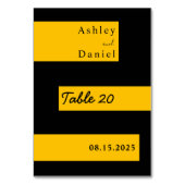 エレガントミニマル黒と金ゴールドモダンシック結婚ズ テーブルナンバー (裏面)