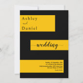 エレガントミニマル黒と金ゴールドモダンシック結婚ズ 招待状 (正面)