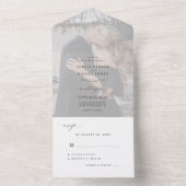 エレガントミニマル黒白結婚写真 オールインワン招待状 (内側)