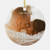 エレガントミニマル |初めてのクリスマスの写真と文字 セラミックオーナメント (裏面)