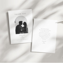 エレガントミニマルArch写真結婚の サンキューカード
