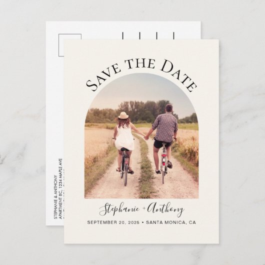 エレガントミニマルArch Frameフォトクリーム 案内ポストカード (正面/裏面)