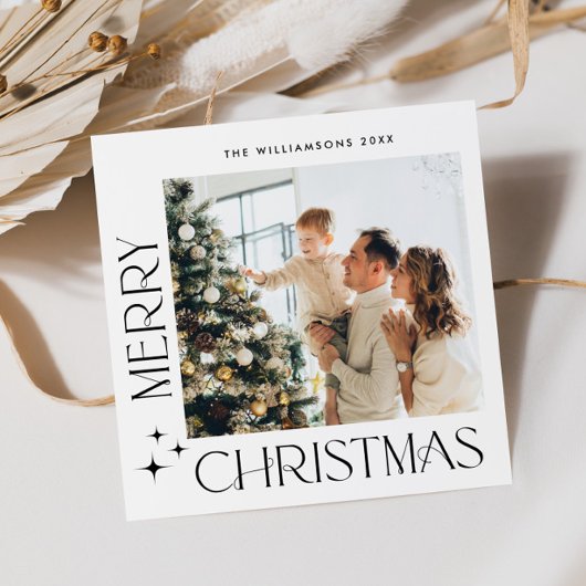 エレガントミニマルChristmas Greeting Photo QRコード シーズンカード