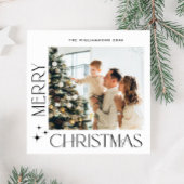 エレガントミニマルChristmas Greeting Photo QRコード シーズンカード