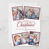 エレガントミニマルChristmas Script 4 Photo Burgundy シーズンカード (正面)