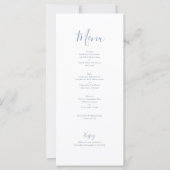 エレガントミニマルDusty Blueの結婚メニューカード (正面)