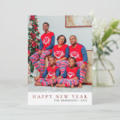 エレガントミニマルHappy New Year Family Photo シーズンカード (スタンド正面)