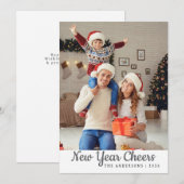 エレガントミニマルHappy New Year Family Photo シーズンカード (正面/裏面)