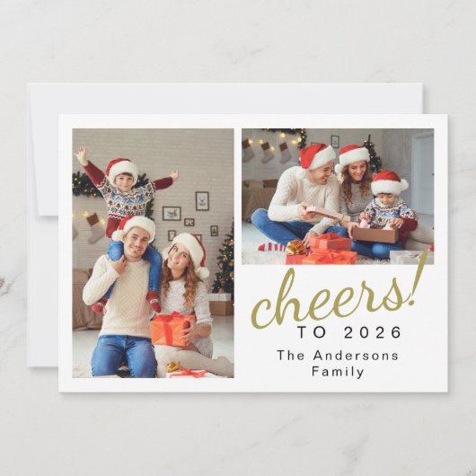 エレガントミニマルHappy New Year Family Photo シーズンカード (正面)