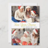 エレガントミニマルHappy New Year Family Photo シーズンカード (正面)