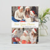 エレガントミニマルHappy New Year Family Photo シーズンカード (スタンド正面)