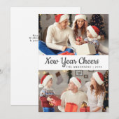 エレガントミニマルHappy New Year Family Photo シーズンカード (正面/裏面)