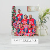 エレガントミニマルHappy New Year Family Photo シーズンカード (スタンド正面)
