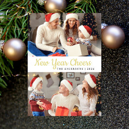 エレガントミニマルHappy New Year Family Photo シーズンカード