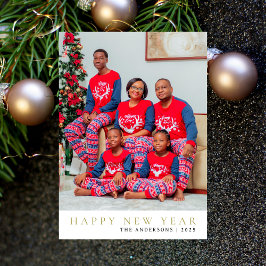 エレガントミニマルHappy New Year Family Photo シーズンカード