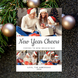 エレガントミニマルHappy New Year Family Photo シーズンカード