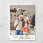 エレガントミニマルHappy New Year Family Photo シーズンカード (正面)