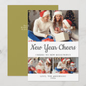 エレガントミニマルHappy New Year Family Photo シーズンカード (正面/裏面)