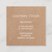 エレガントミニマルLotusアイコン印刷クラフトヨガ スクエア名刺 (裏面)