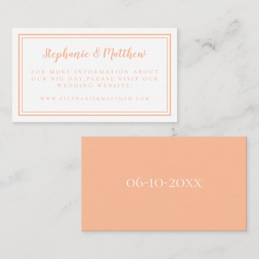エレガントミニマルPeachのWeb結婚サイト詳細情報 エンクロージャーカード (正面/裏面)