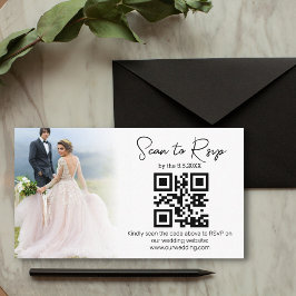 エレガントミニマルrsvp qrコー結婚ド写真 エンクロージャーカード