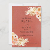 エレガントミニマルRust,ピーチ,赤面クリームズ結婚 招待状 (正面)