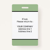 エレガントミニマルSage GreenカスタムスタッフIDバッジ バッジ (裏面)