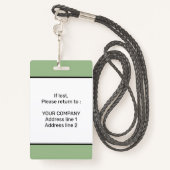 エレガントミニマルSage GreenカスタムスタッフIDバッジ バッジ (裏面ランヤード)