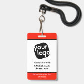 エレガントミニマルSage GreenカスタムスタッフIDバッジ バッジ (正面（ネックストラップ付）)