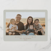 エレガントミニマルSage Greenフレーム独身の写真 箔シーズンカード (正面)