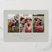 エレガントミニマルSage Green Frame Triple Photo 箔シーズンカード (正面)