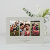 エレガントミニマルSage Green Frame Triple Photo 箔シーズンカード (立ち正面)