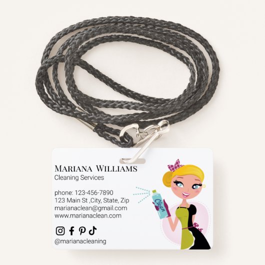 エレガントミニマルSNS清掃サービス バッジ (正面ランヤード)