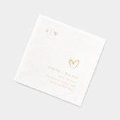 エレガントミニマルTopographyハート結婚 Monogram 箔ナプキン (左)