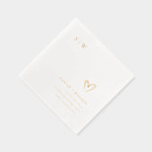 エレガントミニマルTopographyハート結婚 Monogram 箔ナプキン (右)