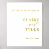 エレガントミニマ実在ルフォイル結婚の歓迎サイン 箔ポスター (正面)