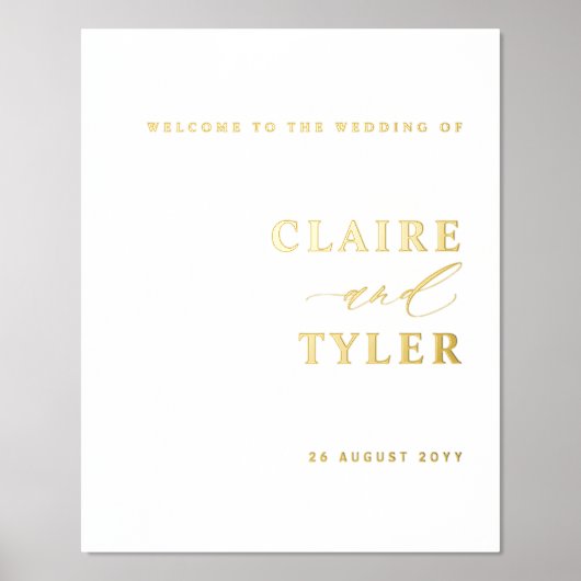 エレガントミニマ実在ルフォイル結婚の歓迎サイン 箔ポスター (正面)