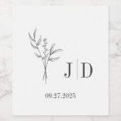 エレガントミニマ結婚リストの日付 ワインラベル (シングルラベル)