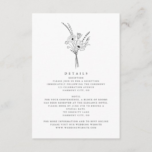 エレガントミニマ結婚リストの詳細カード エンクロージャーカード (正面)