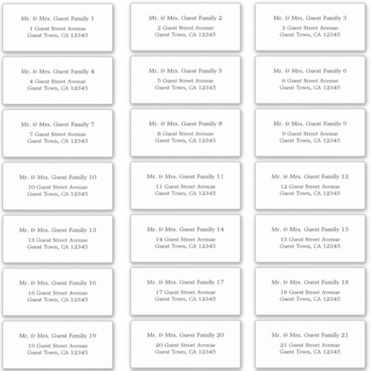 エレガントミニマ結婚リスト住所 シール (正面)
