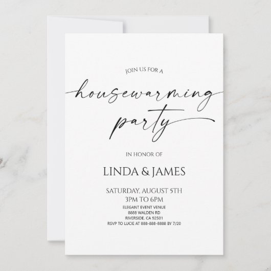 エレガントミニマ結婚リスト引っ越し祝いパーティーパーティー 招待状 (正面)