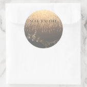 エレガントミュージカルノートスパークル紙吹雪デザイン ラウンドシール (バッグ)