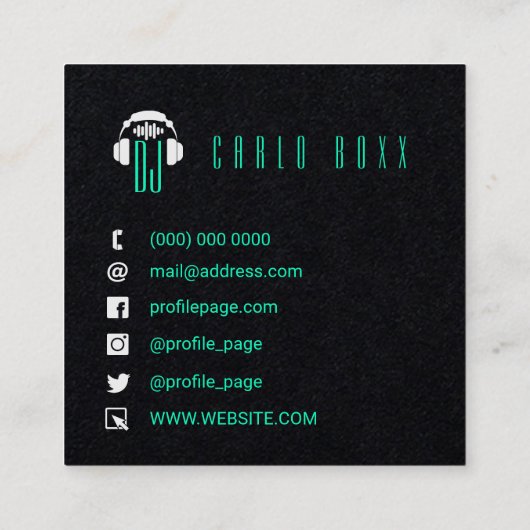 エレガントミュージカルミニマリズム黒名刺 スクエア名刺 (裏面)