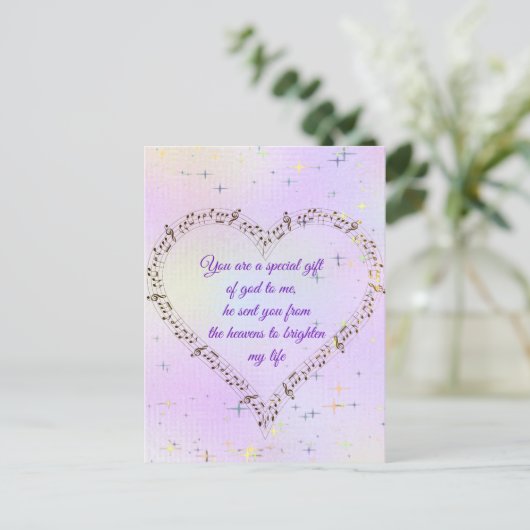 エレガントミュージカルラブハートホリデーカード ポストカード (スタンド正面)