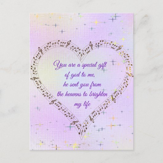 エレガントミュージカルラブハートホリデーカード ポストカード (正面)